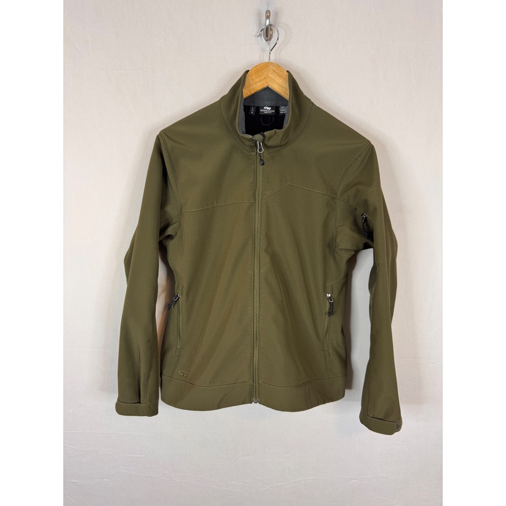 Outdoor Research Womens Olive Green Softshell Fleece Lined Jacket Large